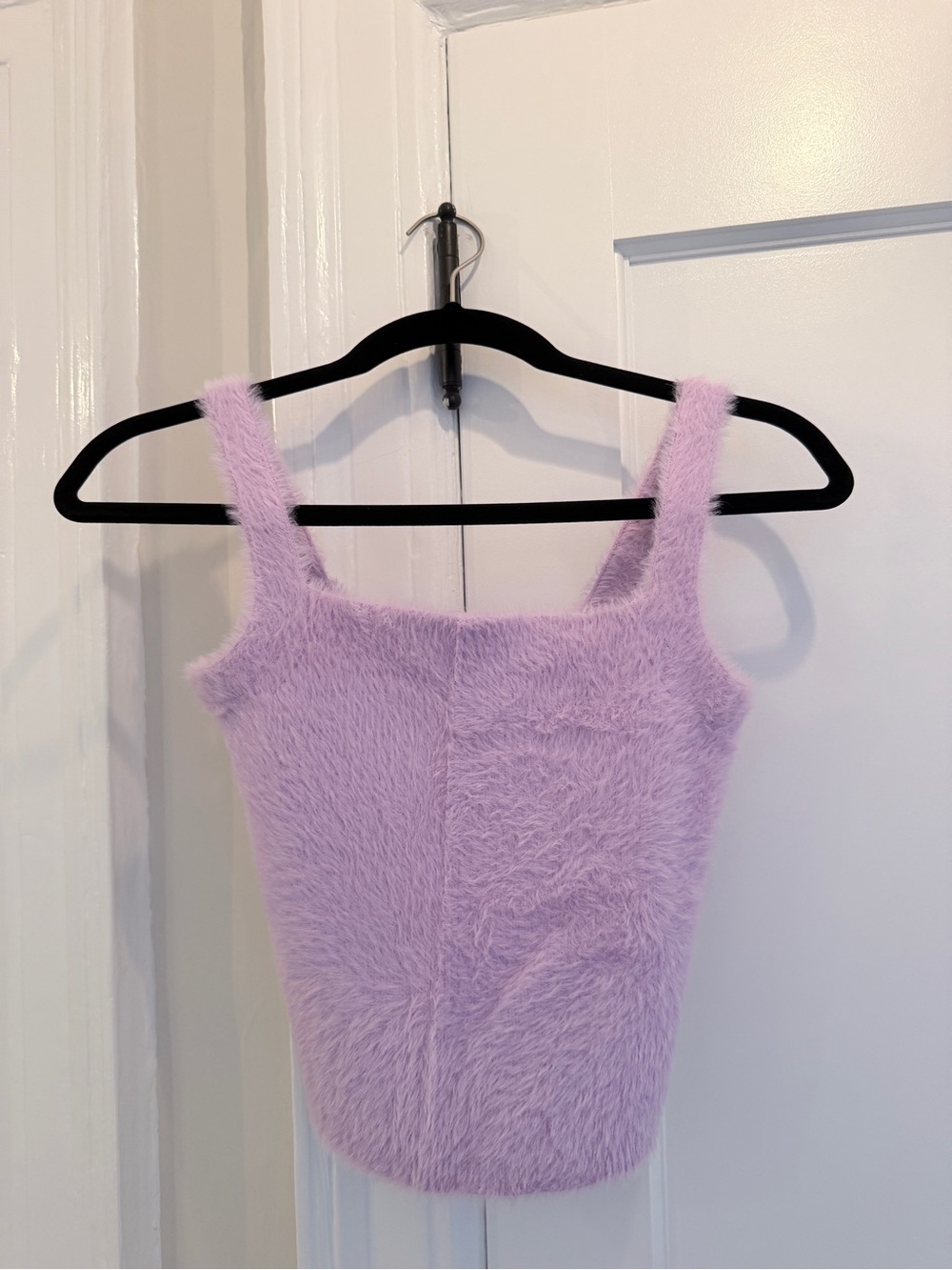 SIMKHAI Lilac Fuzzy Cropped Tank and V-Neck Button Cardigan Sweater Set - Picture 2 of 4